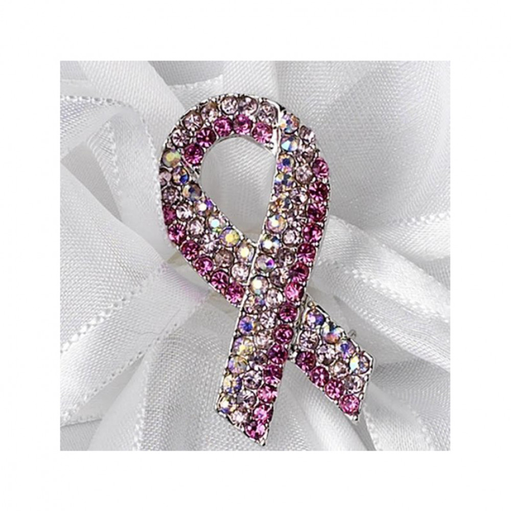 Crystal Pink Ribbon Brooch