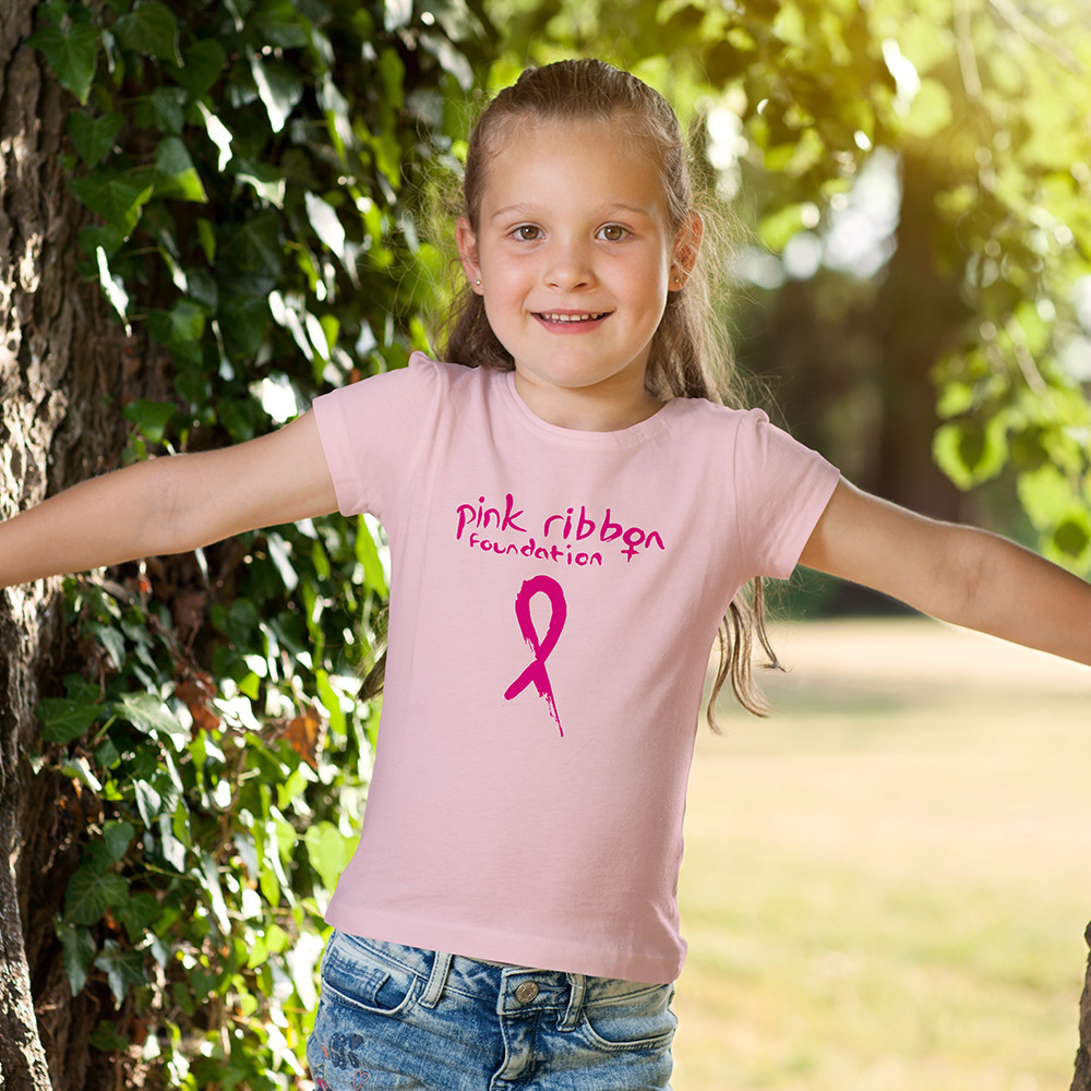 Pink Ribbon Foundation Logo Kids Pink T-Shirt